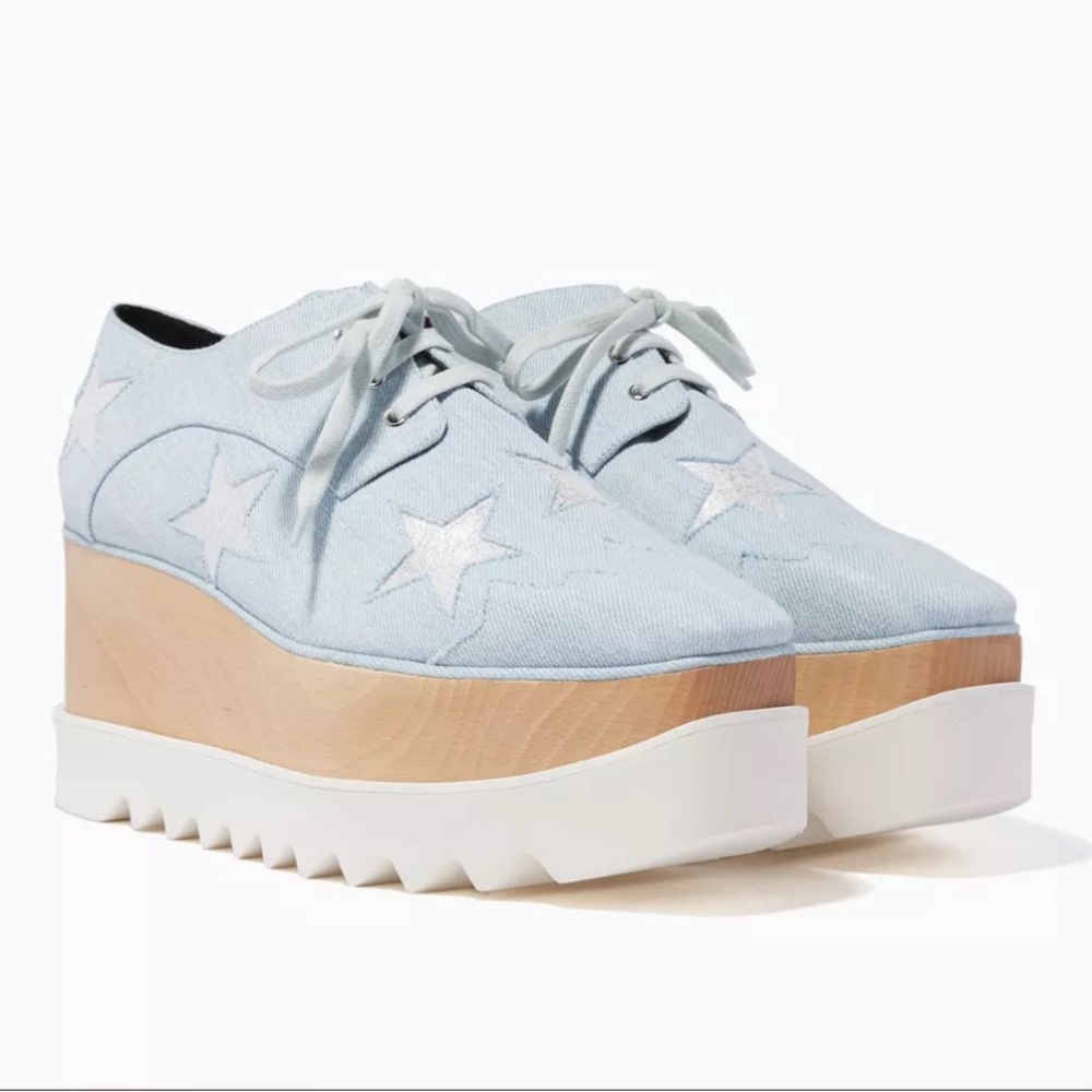 Stella McCartney Blue and White Platform Shoes